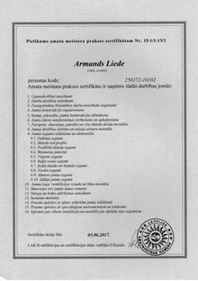 Pielikums prakses sertifikātam